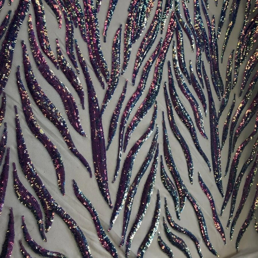 Iridescent Lavender Sequin Nude Mesh Sequin Fabric Kylie Jenner fairy costume - Image 4 of 4