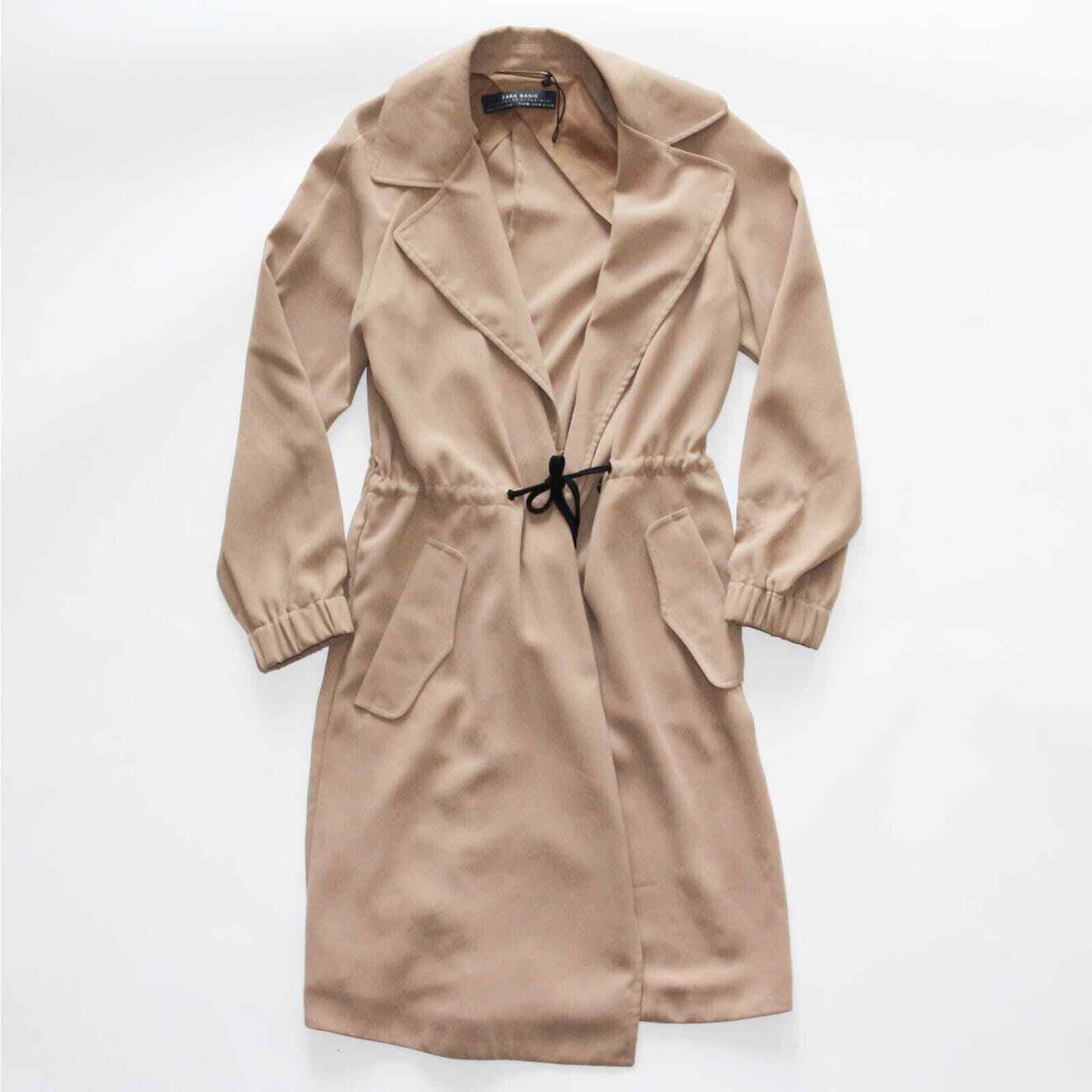 Zara Basic Outerwear Crepe Utility Drawstring Tre… - image 1