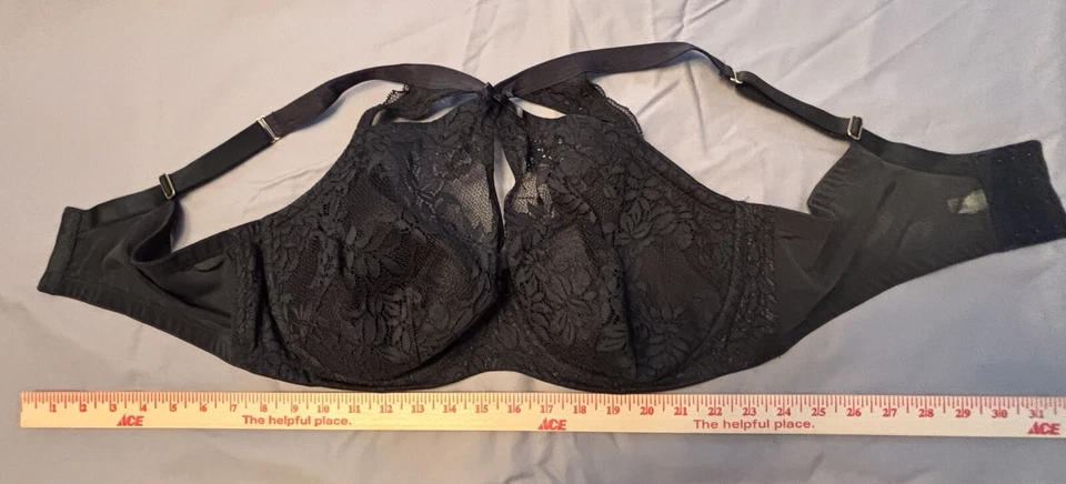 NWOT Cacique Lane Bryant Womans Bra Black French Balconette Underwire 42DDD Lace - Image 2 of 4