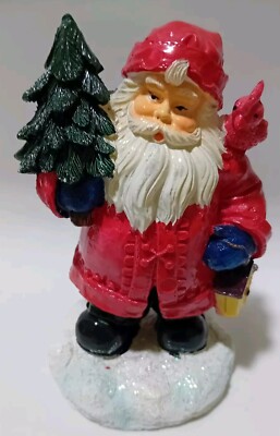 Vintage   Kleiner Weihnachtsmann auf einem Keramikstein 13,5 cm
