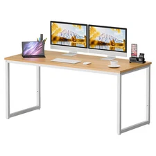 Computer Espresso Style Writing Desk Modern Study Office Desk 55" White Frame