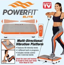 Power Fit Elite Deluxe Vibration Plate Exercise Machine w/Resistance Bands