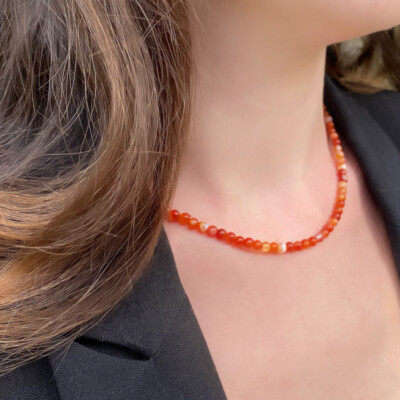 Collier Cornaline Ras de cou ou Sautoir Baroque - Vivre Intuitif