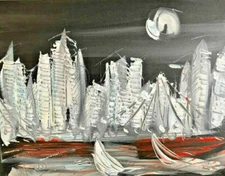 CITYSCAPE  IMPRESSIONIST IMPASTO WALL DECOR Original Oil Painting BQWwEtRG