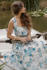 Spell & The Gypsy ~ Rose Garden Midi Dress Sapphire Floral Romance S 8 10 12