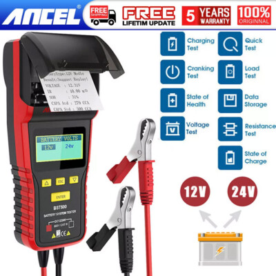 ANCEL BST500 12V 24V Car Heavy Truck Battery Tester Charge System With Printer