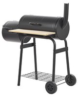 Holzkohlegrill Schwarz Aus Stahl Mit RäUcherkammer Rollbar Tonnengrill Bbq Satah