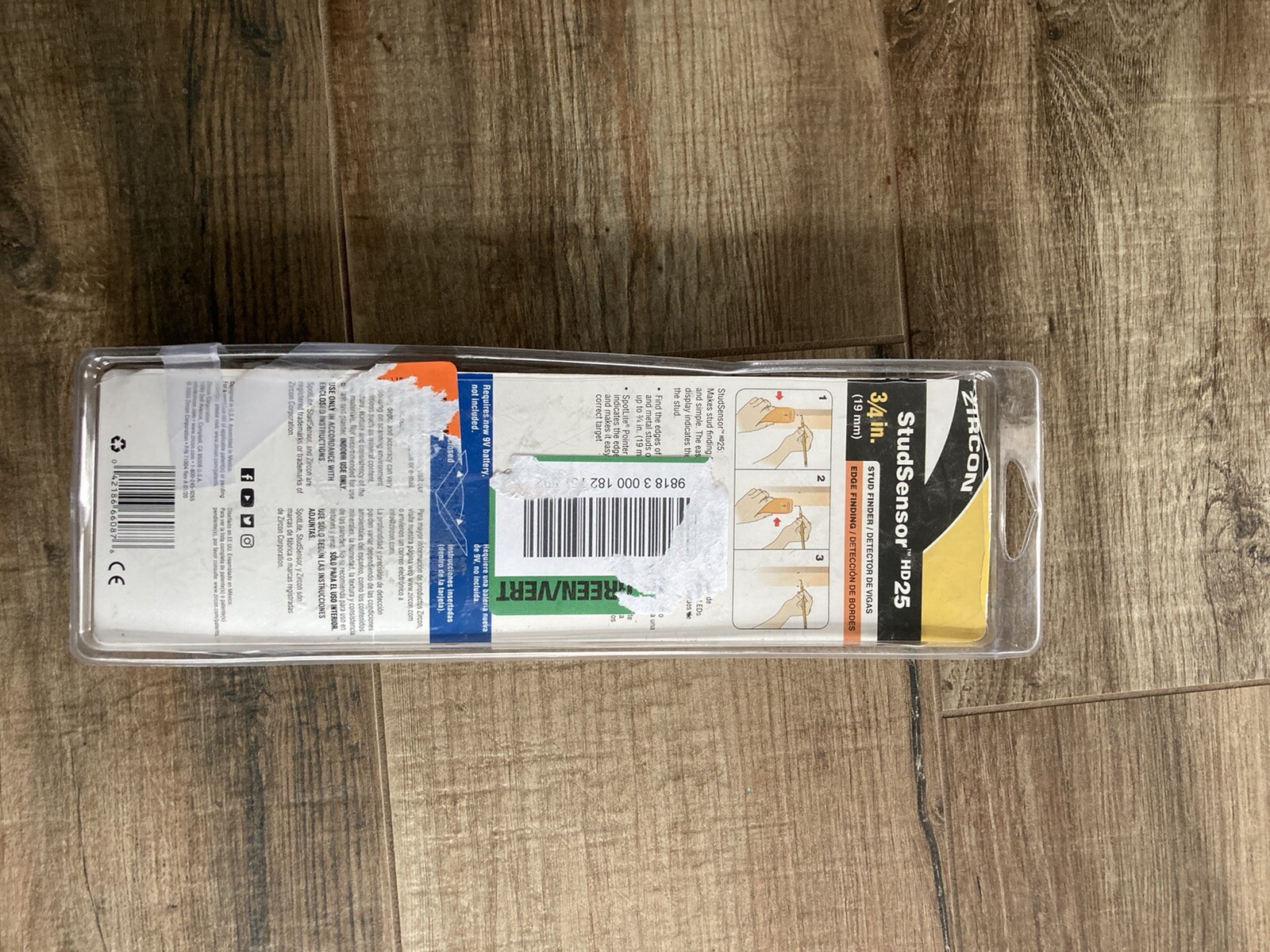 Zircon StudSensor HD25 Stud Finder with comfortable pinch grip, open