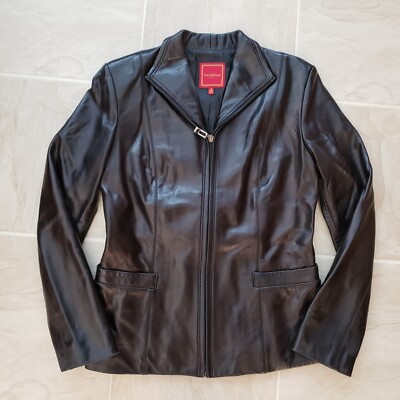 Cole Haan City Women's Lambskin Full Zip Leather Waist Jacket