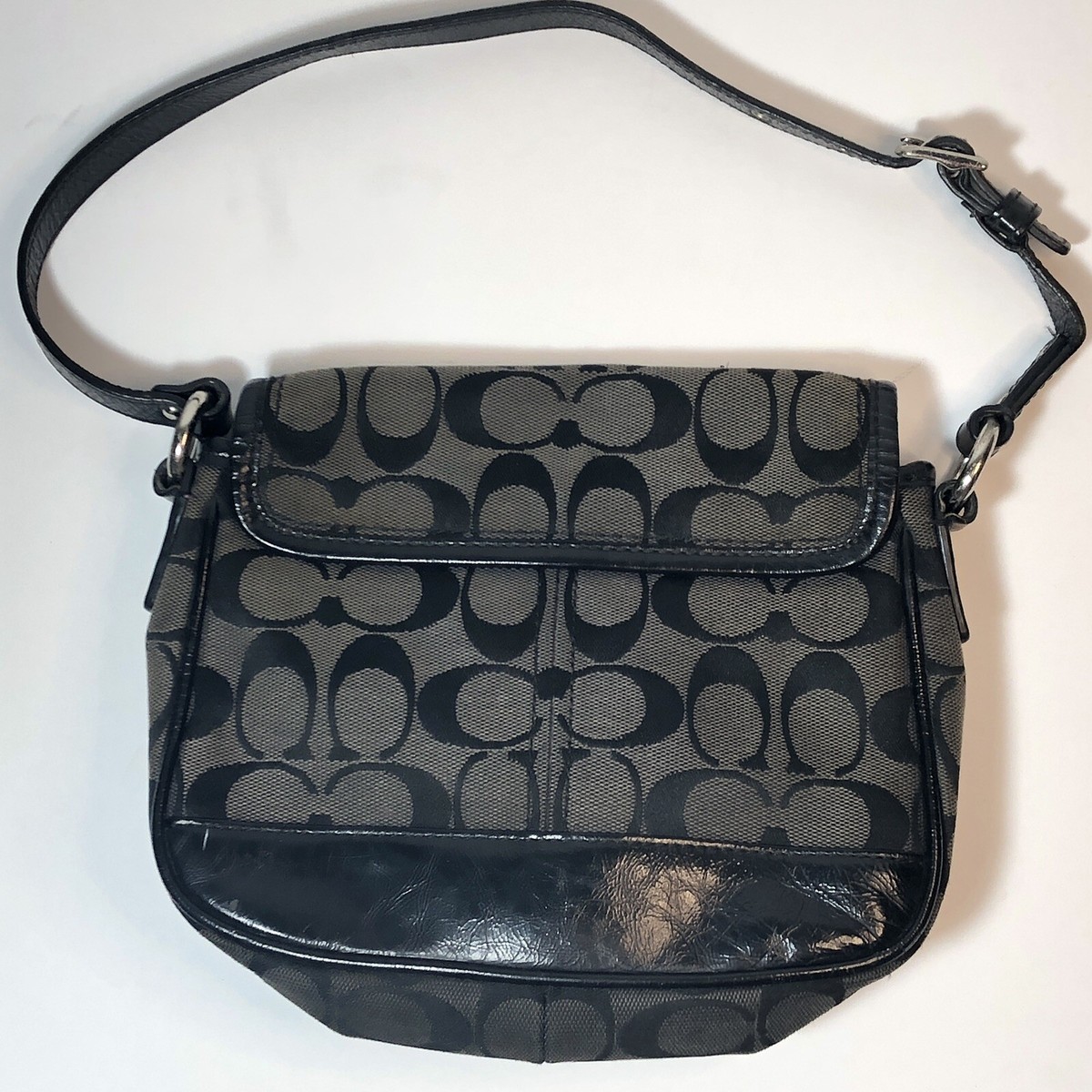 バッグ Coach Denim Signature Shoulder Bag y2k COACH Black Signature Canvas PENNY Demi Shoulder Bag w/Turn