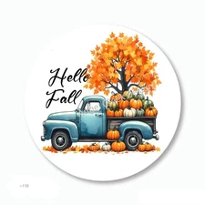 Autumn Hello Fall Pickup Truck Scrapbook Stickers Envelope Seals Labels Favors