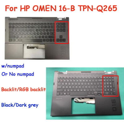 Handauflage mit RGB hintergrundbeleuchteter Tastatur für HP OMEN 16-B TPN-Q265
