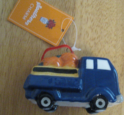 St. Nicholas Square Ornament Blue Truck Carrying Oranges NWT