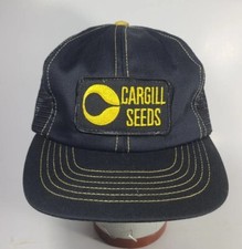 Vintage Black Cargill Seeds Mesh Snapback Trucker Hat Feed Farm Agriculture