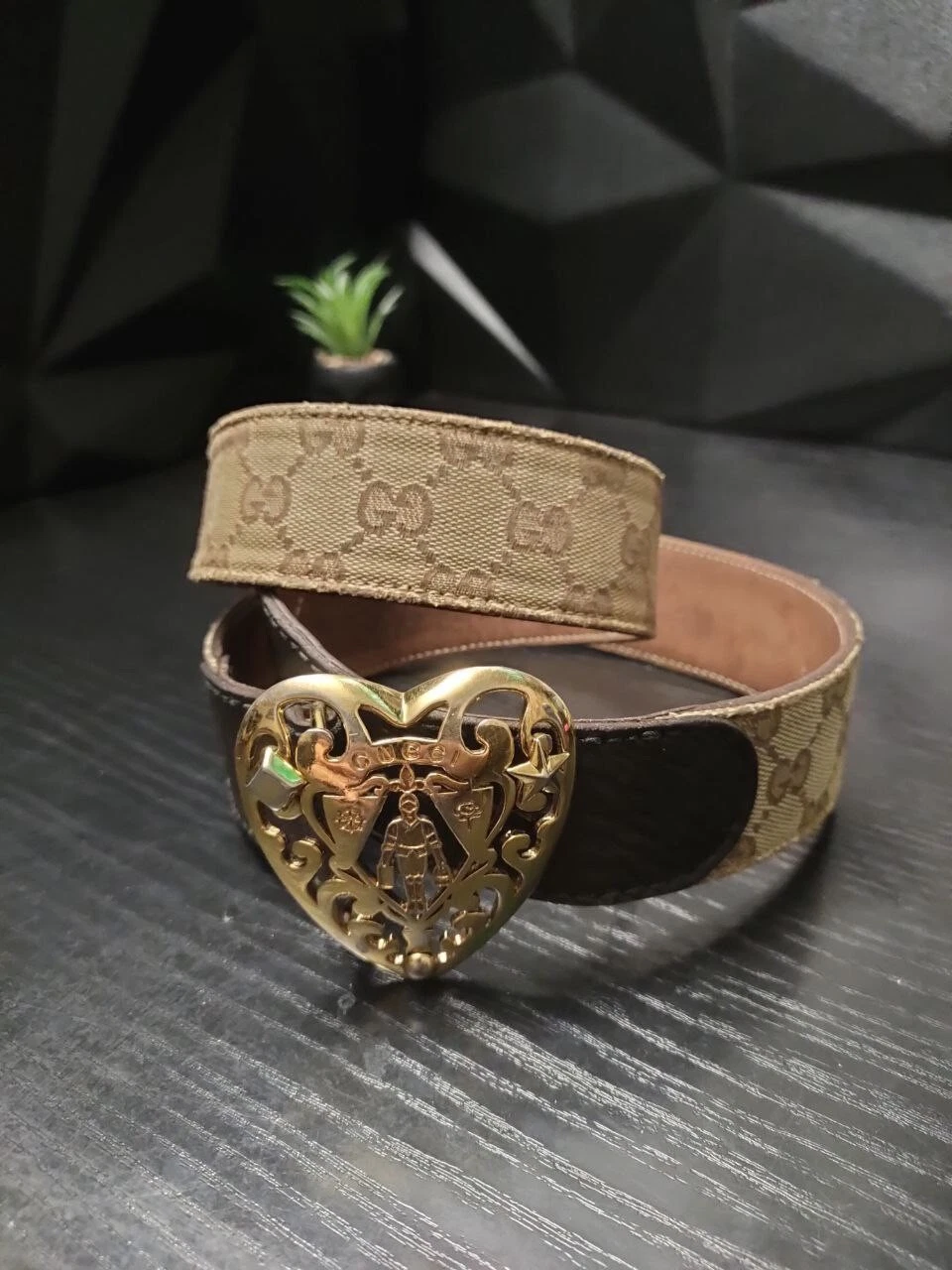 Ceinture GUCCI Babouska GG cristal marron 85