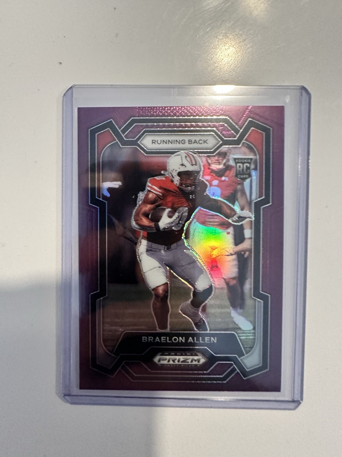 2024 Prizm Draft Picks Braelon Allen Purple Prizm #129 (#'d/75) Wisconsin Jets