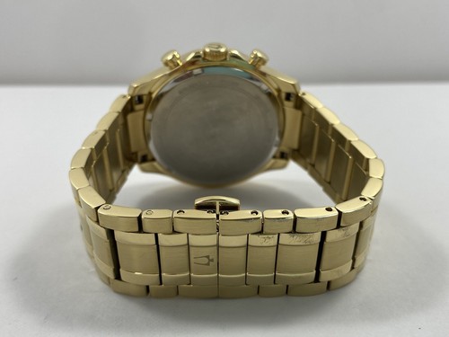 Bulova Classic Diamonds Chronograph Quartz Gold Tone Steel Men's Watch 98E113 - Picture 15 of 16