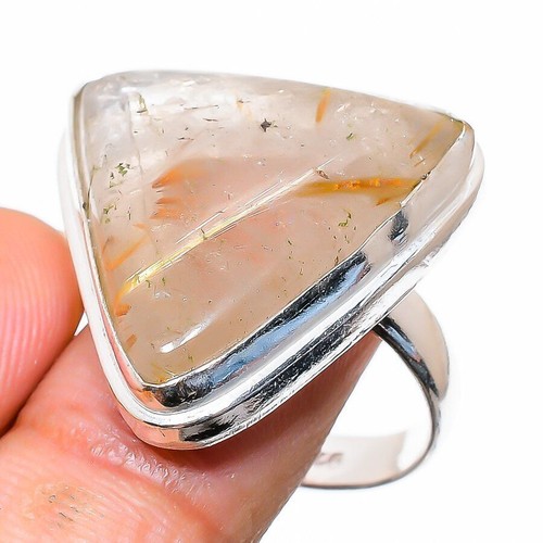 Bague En Argent Avec Quartz Rutile - Pierre Véritable - Neuf Sans Emballage