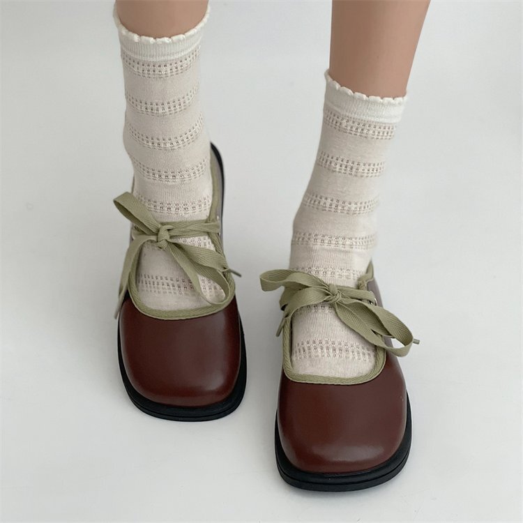 Womens Cute Mary Jane Lace Up Flat Ladies Ankle Booties Round Toe Shoes