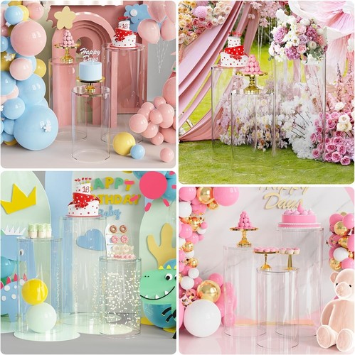 Durable & Elegant Clear Cylinder Display Stands - Perfect for Events 3-Piece - Picture 8 of 8