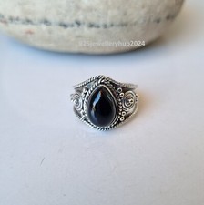 Natural Black Onyx Gemstone Ring 925 Sterling Silver Beautiful Girls Ring PG4988