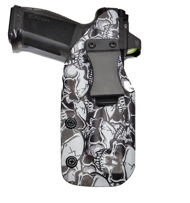 Aggressive Concealment IWB kydex holster Graveyard Skulls White Right hand draw