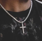 Mens Hip Hop Necklace Diamond Cross Ice Out Cubic Zicronia Tennis Chain Bling