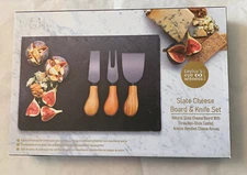 Taylor's Eye Witness Slate Cheese Board & 3 pc.Cheese Knife Set NEW opened box