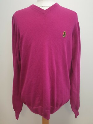 T844 HERREN LUKE ROPER LILA V-AUSSCHNITT WOLL PULLOVER PULLI UK L EU 54