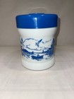 Vintage Belgium Milk Glass Blue Dutch Bayside Lighthouse Cigar Humidor Jar c1960 — photo 2