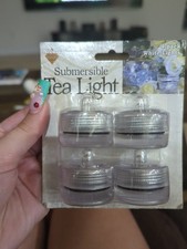 set of 4 Submersible LED Lights, Waterproof Tea Lights, White Battery 4 pack