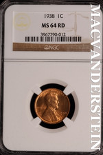 1938 Lincoln Wheat Cent - NGC MS 64 RD - Scarce  No Reserve  #SLK413