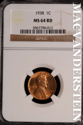 1938 Lincoln Wheat Cent - NGC MS 64 RD - Scarce  No Reserve  #SLK413