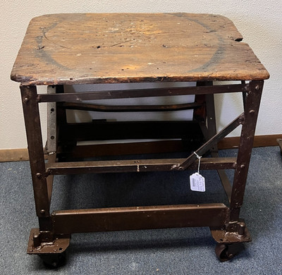 Vtg Handmade Steel Industrial End Table Side Table Nightstand Machine age iron
