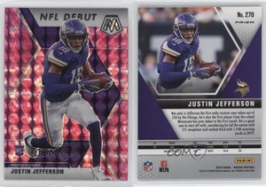 2020 Panini Mosaic NFL Debut Pink Camo Prizm Justin Jefferson #270 Rookie RC