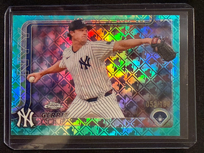 Gerrit Cole 2025 Topps Chrome Logofractor Aqua Refractor #53/199 - Yankees