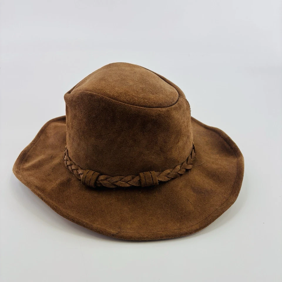 Шляпа ковбойская Minnetonka коричневая кожа размер L плетеная лента 7 1/2 вестерн - Изображение 2 из 4