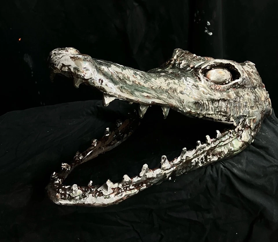 Metal Alligator Head Sculpture Handmade out of Recycled Metal – One-of-a-Kind - Image 3 of 3