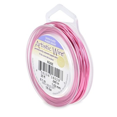 Silver Plated Copper Craft Wire 18 Gauge 1.0mm Rose Color 20 ft Spool