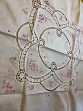 Tischdecke 85x85cm Baumwolle Kreuzstich Rose