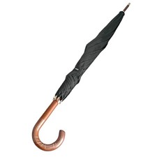 totes Auto-Open Wooden J Stick Umbrella 48" Canopy Classic Wood Handle Black