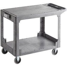 Lavex Large Gray 2-Shelf Utility Cart with Flat Top - 44" x 25 1/4" x 32 1/4"