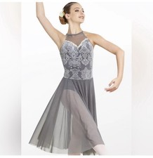 WEISSMAN Dance CostumeGray Scallop dressSANDPAPER BALLET ChildLC