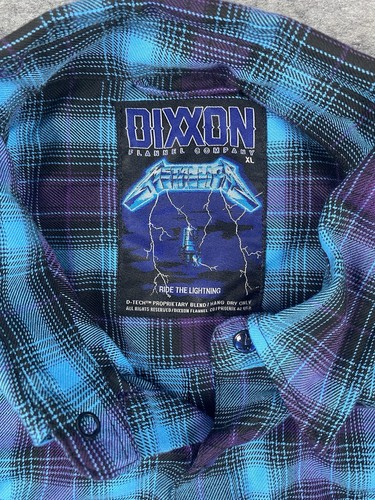 Dixxon Flannel Shirt Mens XL Metallica Ride The Lightning Long Sleeve Pearl Snap - Picture 2 of 9
