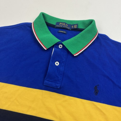 Polo Ralph Lauren Rugby Hombre Talla XL Clásico Azul Amarillo Rojo Blanco Verde Rayas - Imagen 2 de 8