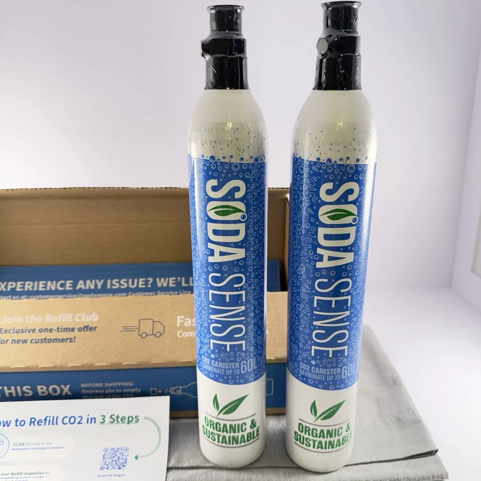 Soda Sense Pack Of 2 60L CO2 Carbonator Cylinder Canister Sealed In Open Box - Image 2 of 4
