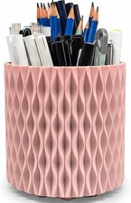 Rotating Pencil Holder for Desk, 5 Slots Unique Pink Organizer Easthetic Desktop