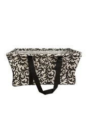 N Gil 31 Large Utility Tote in Gray and White Pattern Mesh Pocket On Ends Pocket