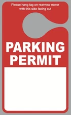 50 Pack 3 x 5 inch Red Plastic Parking Permit Hang Tag Blank Parking Passes f...
