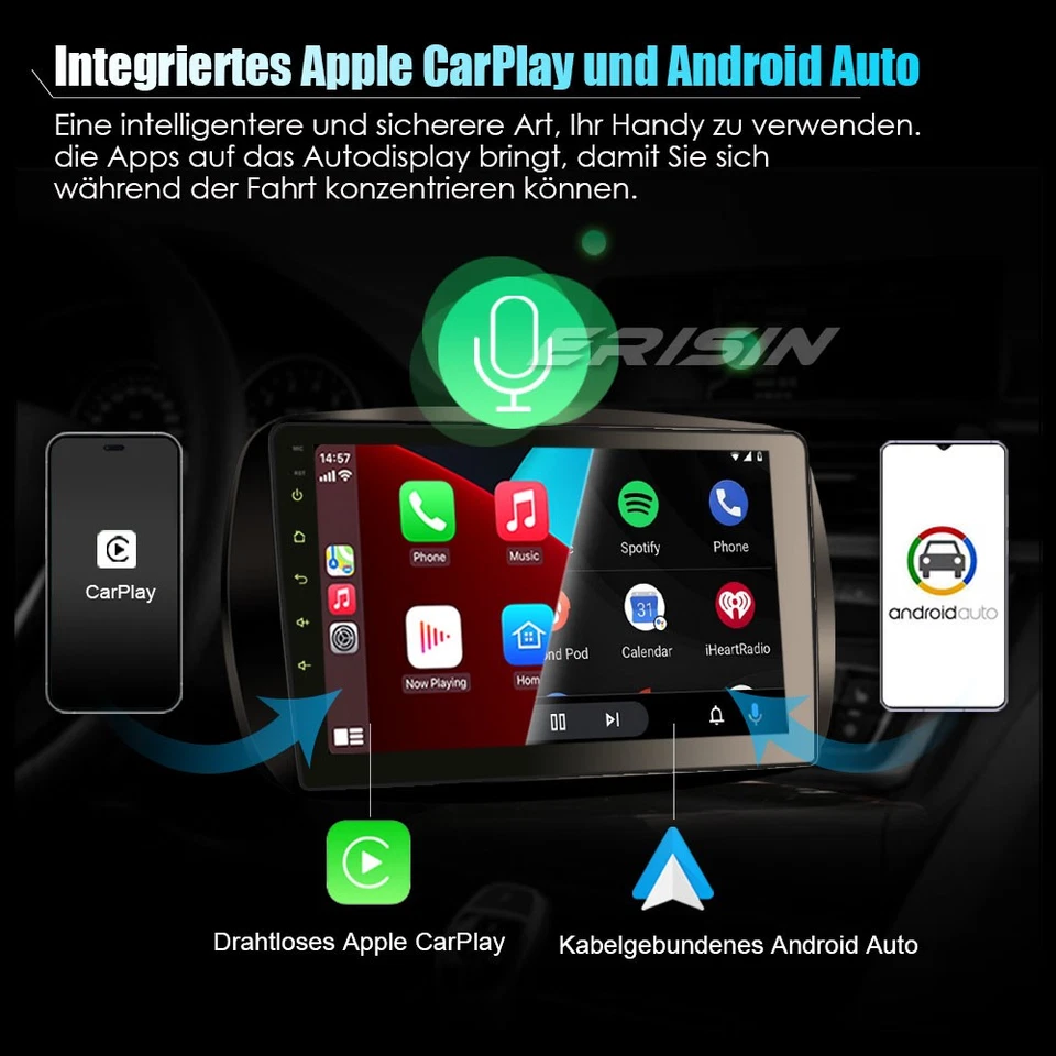9" IPS Acht-Kern CarPlay Android 14 DAB+ Autoradio 64GB Navi Mercedes-Benz SMART - Bild 3 von 4
